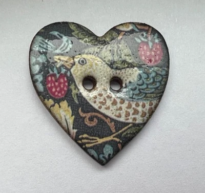 Botón de cerámica coleccionable hecho a mano ~ Inglaterra ~ William Morris ~ "Ladrón de fresas" ~ 09 Foto 1 de 2