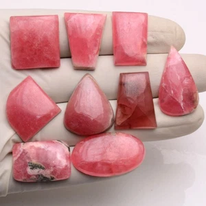 9 Pcs Natural Rhodochrosite Hi-Grade 20mm-31mm Cabochon Untreated Gemstones Lot - Picture 1 of 9