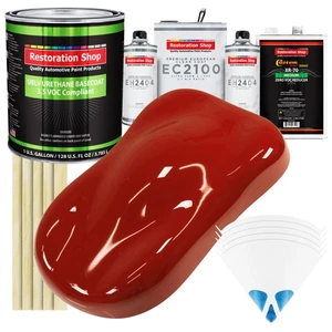 Candy Apple Red LOW VOC Urethane Basecoat Gallon Kit and European Clear Coat - Picture 1 of 2