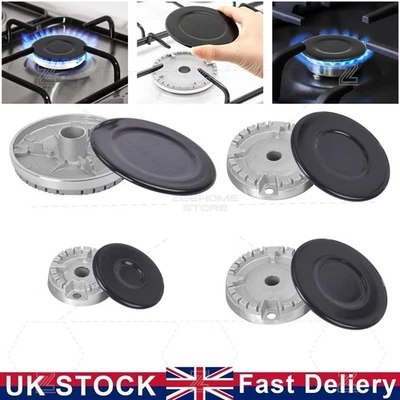 Set of 4 Cooker Oven Gas Hob Rapid Burner Caps Crown Ring Tops Covers Kit Flame - Image 1 of 4