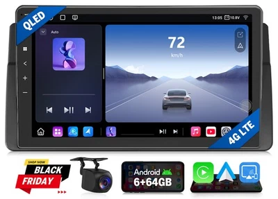 Android 13 6+64G 9" QLED Autoradio GPS Navi CarPlay Bluetooth Für BMW 3er E46 M3 - Bild 1 von 4