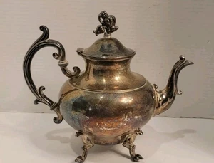 Eaton Silverplated Tea Pot Lily Of The Valley Finial Antique 1920's Ornate 11" H - Picture 1 of 11