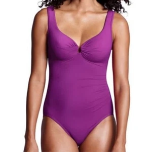 Traje de baño Lands’ End SlenderSuit de una pieza busto con ojo de cerradura, con aros, acanalado talla 12 - Imagen 1 de 8