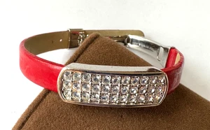 Swarovksi adjustable Red Leather Bracelet - Picture 1 of 4