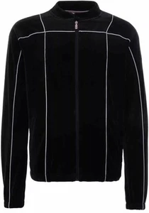 Fila Herren Tusk klassische Retro Velours Trainingsjacke in Schwarz Größe UK 3XL - Bild 1 von 5