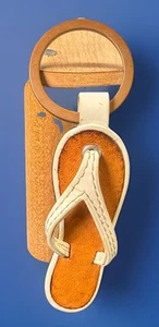 Coach Leather Flip Flop Keychain White Bag Charm Beach Summer Fun Cute Accessory - Bild 1 von 8