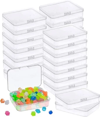 24 Pcs Mini Plastic Storage Containers Box with Lid, 3.5x2.4 Inches Clear Rec... - Image 1 of 4