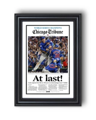 Chicago Cubs World Series Champions 2016 impresión de periódico enmarcada Wrigley Field Foto 1 de 4