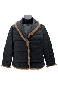 Dennis Basso Quilted Jacket with Faux Mink Trim Black - Picture 1 of 3