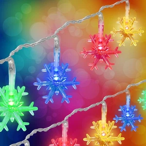Snowflake Christmas Lights, 50 Multi Color LED 8 Modes 25 Ft Indoor Outdoor S... - Picture 1 of 8