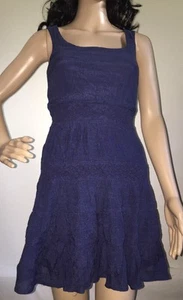 Lily Rose Sundress XS Navy Blue Crochet Tiered BOHO Cute Summer Dress - Picture 1 of 12