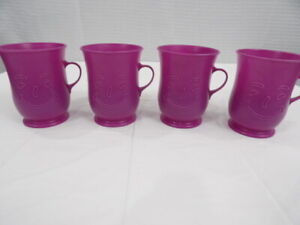 Vintage Purple KoolAid Man Purple Plastic 8 Ounce Mugs Set of 4