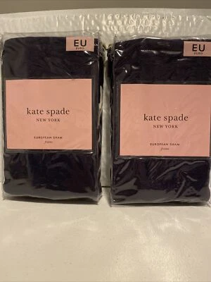 NOVO Conjunto de Travesseiro de Algodão Europeu Kate Spade Frame Branco e Azul Marinho 26x26 Polegadas - Imagem 1 de 4