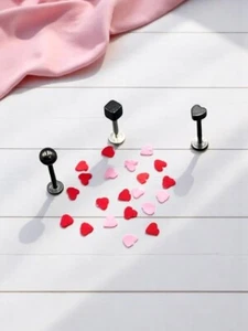 Set da 3 Piercing in Acciaio Chirurgico Asta con base piatta diametro mm. 1,2 - Imagen 1 de 4