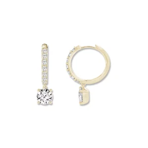 2 Ctw Lab Grown Round Diamond Huggie Hoop Earrings Women's 10K Yellow Gold - Picture 1 of 4
