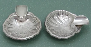 Vintage Sterling Silver Ashtrays Scallop Shell Mexico Footed 925 Modern 28.2gm - Picture 1 of 8