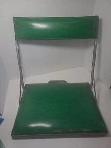 Rare Vintage Retro Green padded 1940s Portable Folding Stadium Seat Chair - Picture 1 of 14