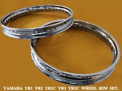 Fit YAMAHA YR1 YR2 YR2C YR3 YR3C F&R CHROME WHEEL RIM SET 2PCS. [mi2861] Foto 1 de 4