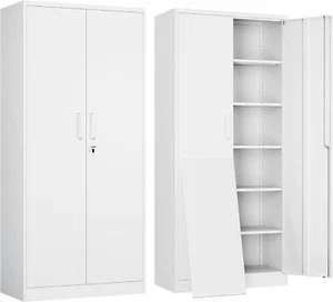Metal Garage Storage Tool Cabinet with 2 Doors and 5 Adjustable Shelves Lockable - Picture 1 of 10
