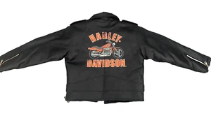 Harley-Davidson Unisex Black Kids Faux Leather Biker Jacket - Picture 1 of 4