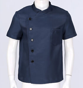 Mens Short Sleeve Button Chef Jacket Coat Cooker Work Restaurant Kitchen Uniform