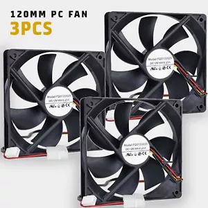 Confezione da 3 ventola di raffreddamento silenziosa nera 120 mm DC 12 V per custodia computer desktop PC - Foto 1 di 4