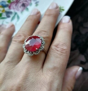 925 Sterling Silver Handmade Ring Diamond Jewelry Natural Ruby Gemstone Ring - Bild 1 von 3