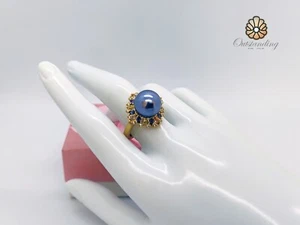 Purple Cultured Pearl Adjustable Rings 18k Gold Plated Crystal 925 sliver Gift - Picture 1 of 18