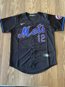 sNWT Lindor New York Mets Jersey #12 Black Men's Medium Stitched - Picture 1 of 3