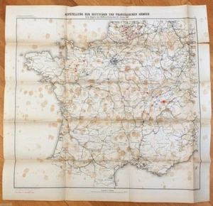 Mapa antiguo en color de la década de 1880 de Francia guerra franco prusiana 1870 - Imagen 1 de 5