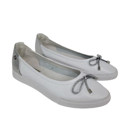 UGG Womens Leather White Slip On Flats Casual Classic Bow Size 6 36