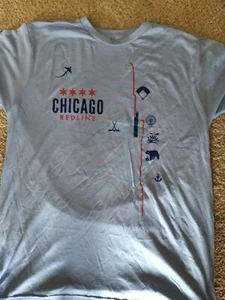 Chicago Cubs T Shirt RED LINE XL BABY BLUE KORKED New - Picture 1 of 4