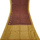Vintage brązowe sari 100% czysty jedwab zari ręcznie tkane indyjskie sari 5YD tkanina rzemieślnicza