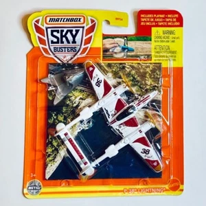 2022 Matchbox Sky Busters Metal Too Hot P-38 Lightning 5/33 #HHT35 W/ Playmat - Picture 1 of 2