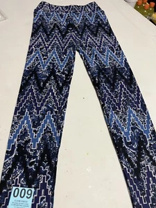 LuLaRoe L/XL Kids Leggings #009 Chevron Zigzag Blue Aztec NWT - Picture 1 of 3
