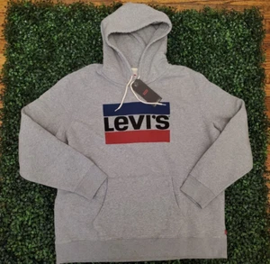 Herren Levis Pullover Hoodie Standard Fit Grau 🔵🔴 Logo Gr. XL ~ NEU - Bild 1 von 5