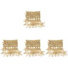  4 Pieces Polyester Tassel Gold Lace Craft Ribbon DIY Dress Trim