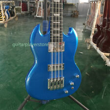 8-String Metallic Blue Electric Bass Guitar Solid Body Chrome Hardware Free Ship