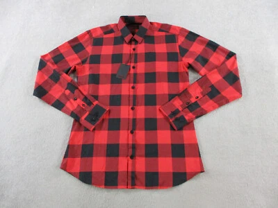 Jared Lang Shirt Men Small Red Black Buffalo Check Flannel Button Up After Hours - Image 1 of 4