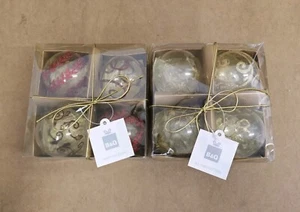 Glas Weihnachtskugeln groß rot & gold Design B&Q 2 x 4er Set - Bild 1 von 10