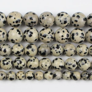 Natural Dalmation Jasper Gemstone Round Loose Beads 4mm 6mm 8mm 10mm 12mm 15.5" - Picture 1 of 8