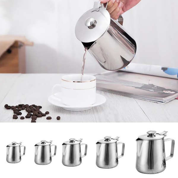 Professional Coffee Pot Stainless Steel Long Handle Milk Frothing With Lid Photo Related