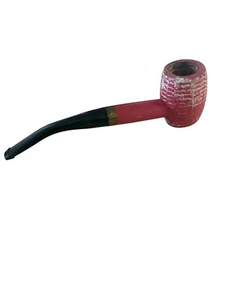 Pipa de mazorca de maíz pintada de rojo con tallo de madera vintage de 5 3/4" de largo - Imagen 1 de 6