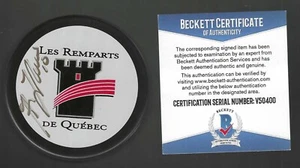 Guy Lafleur Firmado Quebec Remparts Puck Beckett Certificado de Autenticidad Montreal Canadiens - Imagen 1 de 1