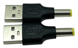 USB to DC Adapter 2-Pack USB 2.0 A Male to DC 5.5 x 2.5mm Power Adapter - Picture 1 of 4