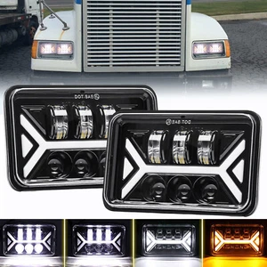 Pair 4x6'' LED Headlights Hi/Lo Beam w/DRL DOT For Ford LTD Thunderbird Mustang - Picture 1 of 12