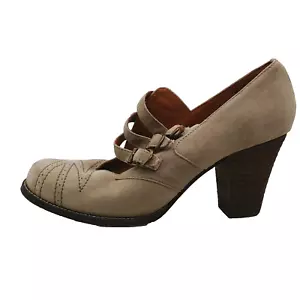 Remix Womens Amelia Leather Closed Toe Tan Roller Buckles 3" Heel Shoes 7 - Picture 1 of 9