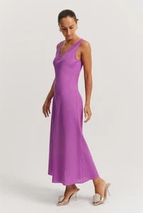 COUNTRY ROAD Vivid Purple Linen Bias Maxi Dress | Size 10 - Picture 1 of 16