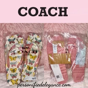 NEW Coach Zayn Pink Butterfly Print Flip Flop Flat Sandals Size 11 $68 - Picture 1 of 14