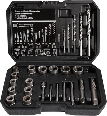Damaged Bolt & Nut Extractor 26pcs Set with Drills, Hex Adapter, Easy Out Remove - image 1 of 4